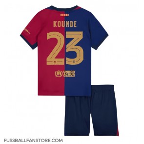 Barcelona Jules Kounde #23 Replik Heimtrikot Kinder 2024-25 Kurzarm (+ Kurze Hosen)